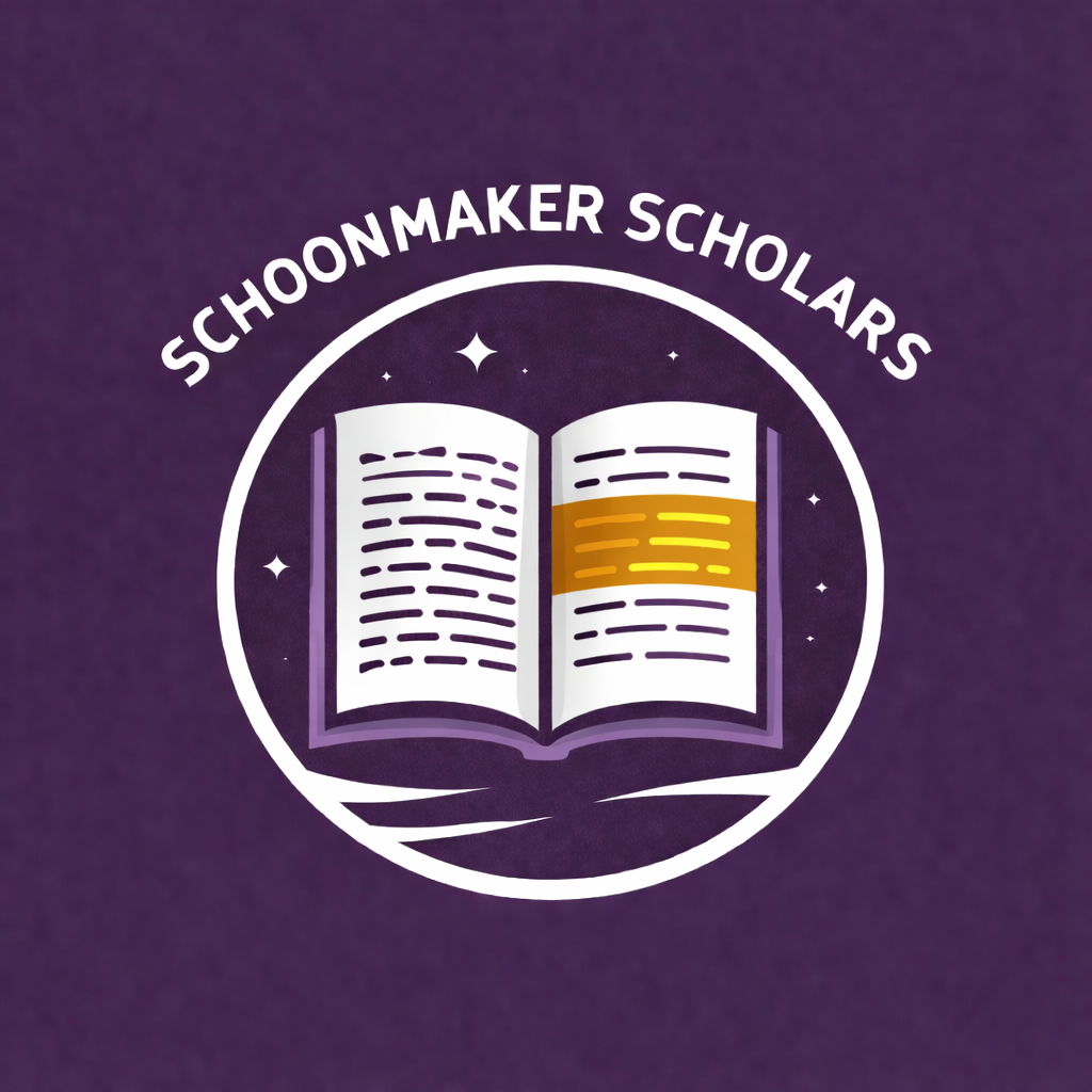 schoonmakers scholars logo - an open book